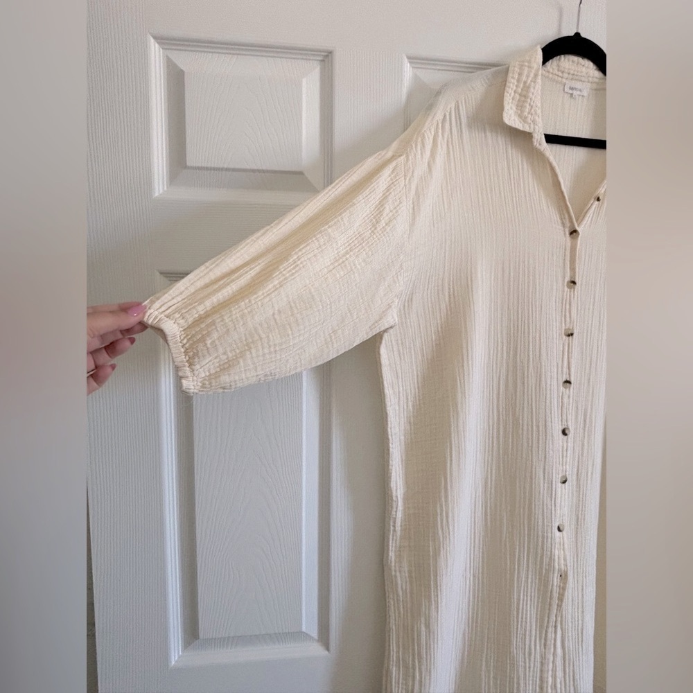 Kensie Cream Textured Shirt Dress - Picture 4 of 4